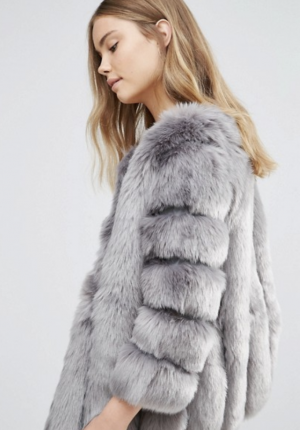 Jayley – Luxuriöse, gestreifte Jacke aus Kunstpelz