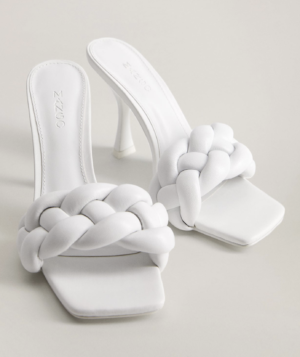 Leder-Mules mit Flecht-Design